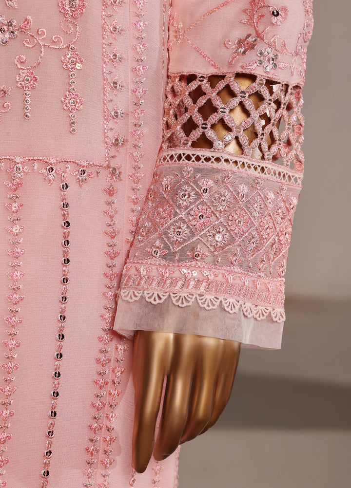 Fasane by HZ Textiles RTW Embroidered Chiffon 3 Piece Suit HZ26UCF HZK-241 Pink - Festive Collection