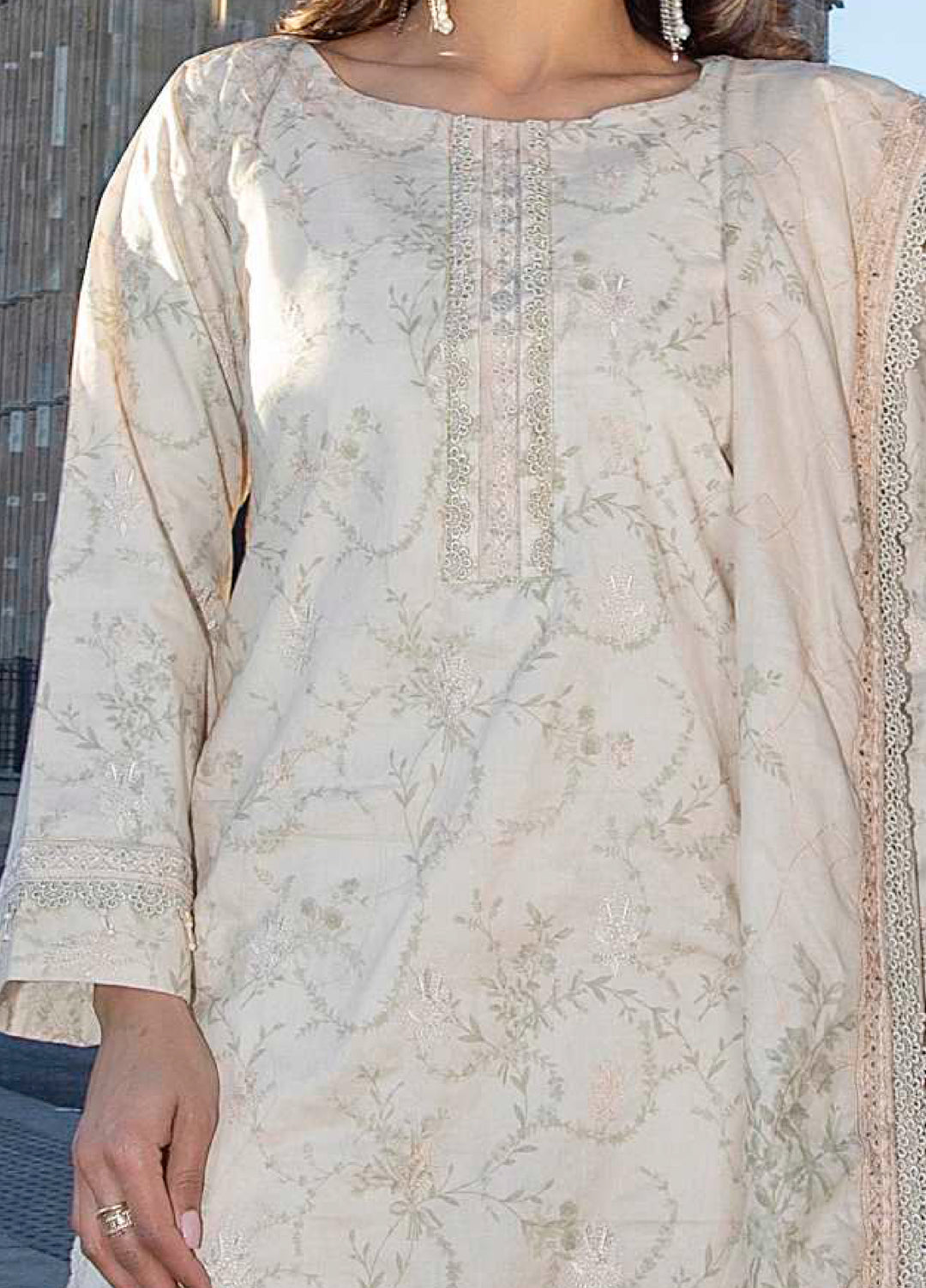 AL Zohaib Dhagakari Unstitched Embroidered Lawn 3 Piece Suit AZ26UD D-1 - Summer Collection