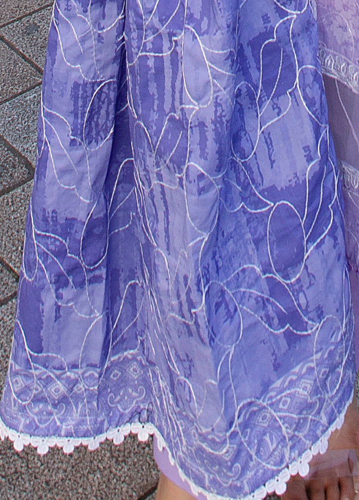 AL Zohaib Dhagakari Unstitched Embroidered Lawn 3 Piece Suit AZ26UD D-7 - Summer Collection