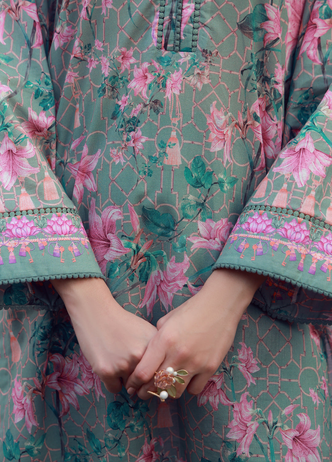 Mirha by Sahar Unstitched Printed Lawn 3 Piece Suit SS1-26-19 Olive Blush Reverie - Summer Collection