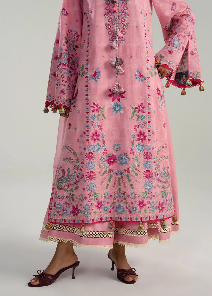 Zan by Hussain Rehar Unstitched Embroidered Lawn 3 Piece Suit HR26UZF Pembe D-106 - Festive Collection