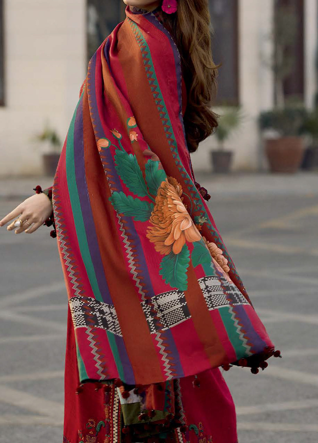 Poshima by Charizma Unstitched Embroidered Peach Leather Suits 3 Piece CHR26PU PSW5-29 - Winter Collection