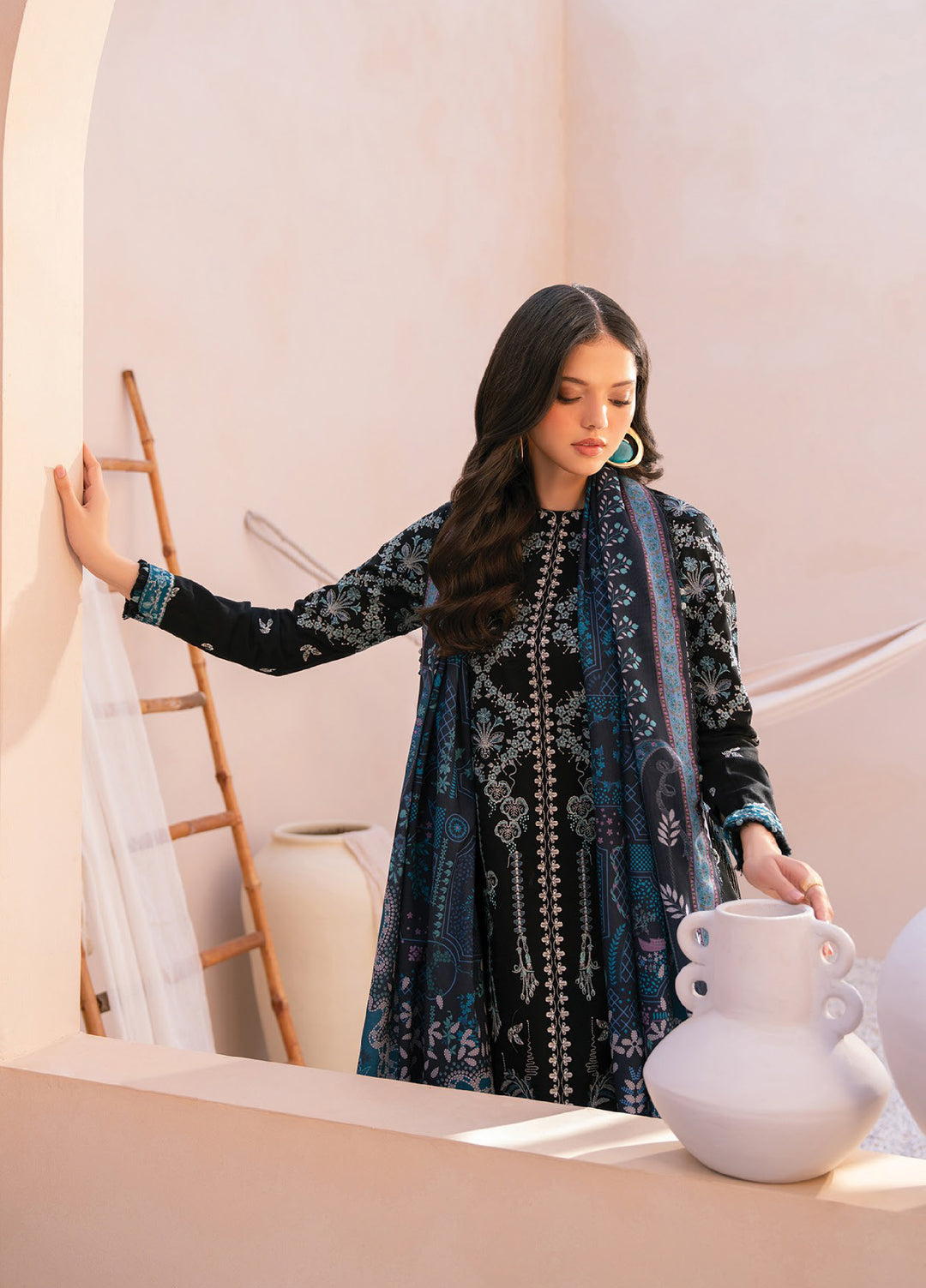 Rang e Khizaan by Xenia Unstitched Khaddar Embroidered Suits 3 Piece XE25SW D-08 SANIAH - Winter Collection