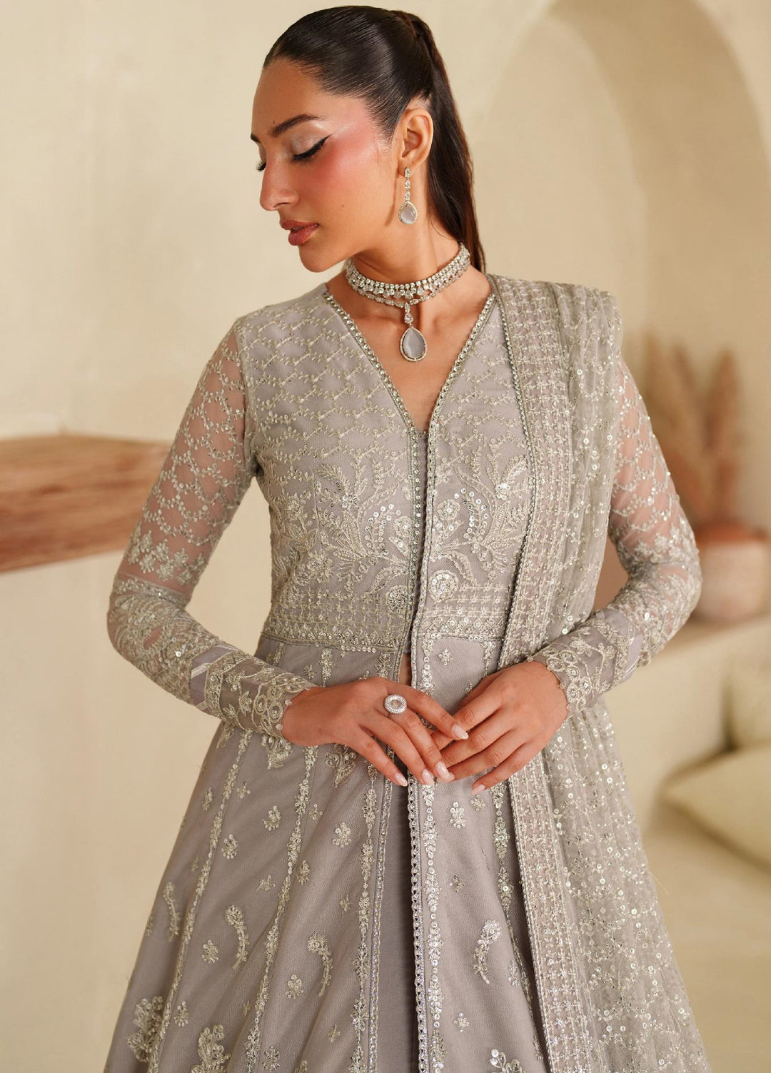 Meesa by Zarif Unstitched Net Embroidered Suits 3 Piece ZR25UF ZRF-ML-06 LEMHA - Winter Collection