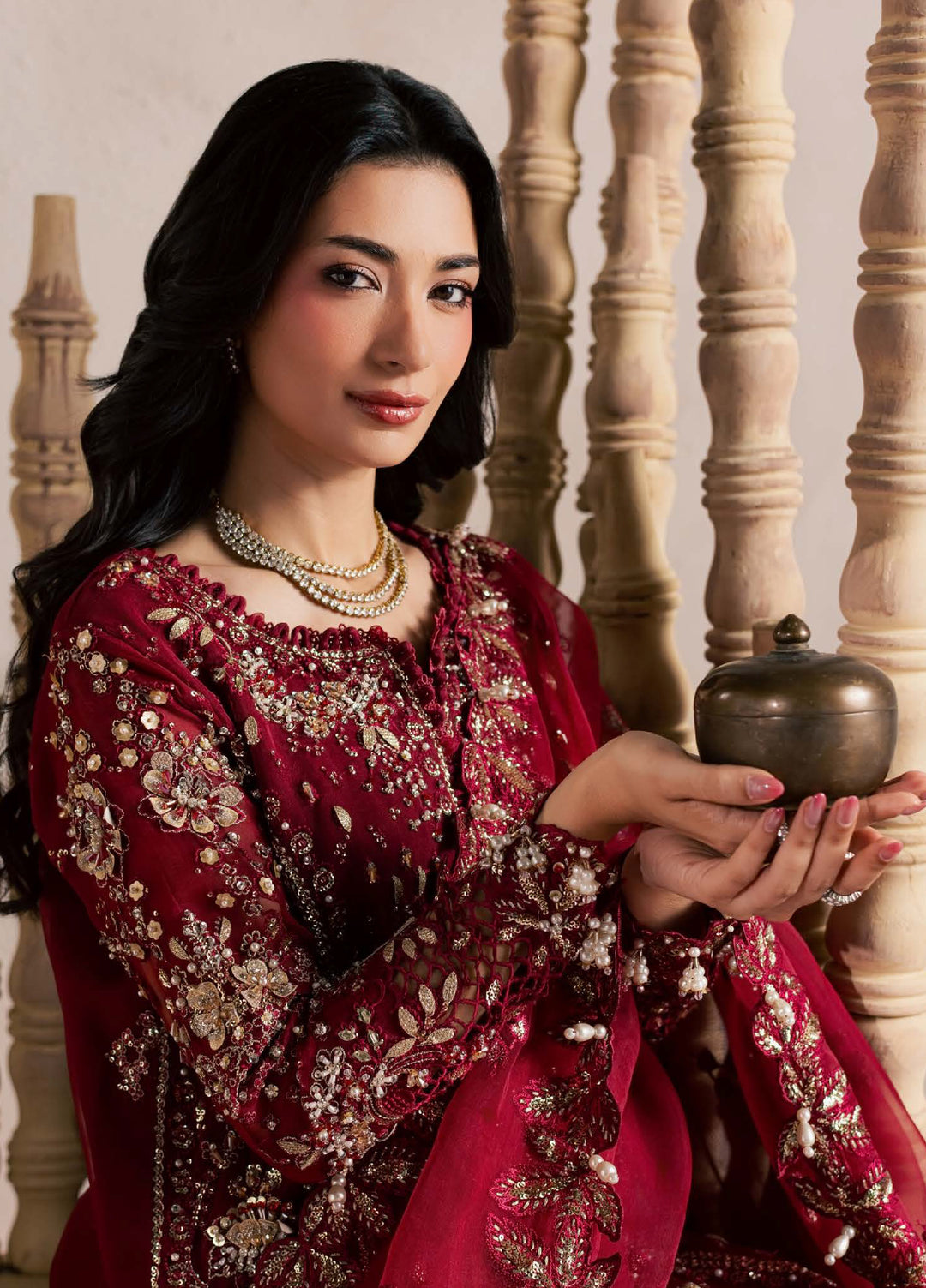 Sorelle by Aylin Unstitched Hand work Organza 3 Piece Suit AY26US Rosaile - Festive Collection