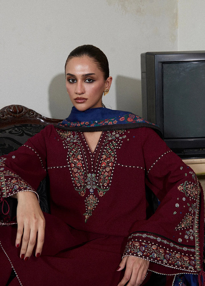 Jugnu by Hussain Rehar Unstitched Karandi Embroidered Suits 3 Piece HR25JW Rami - Winter Collection