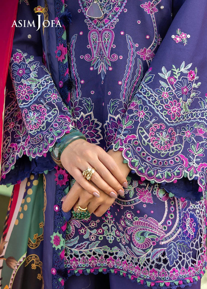 Asim Jofa Unstitched Embroidered Luxury Lawn 3 Piece Suit AJ26ULL AJULW-03 - Festive Collection