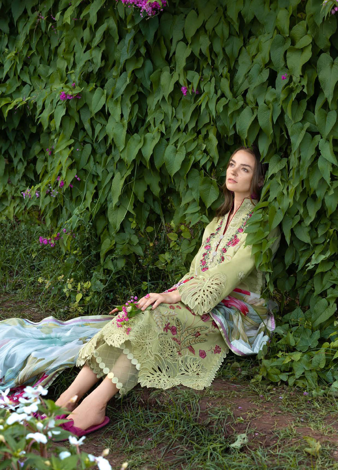 The Secret Garden by Mushq Hemline Unstitched Lawn 3 Piece Suit MU26USG D-14A Wildflower Waltz - Summer Collection