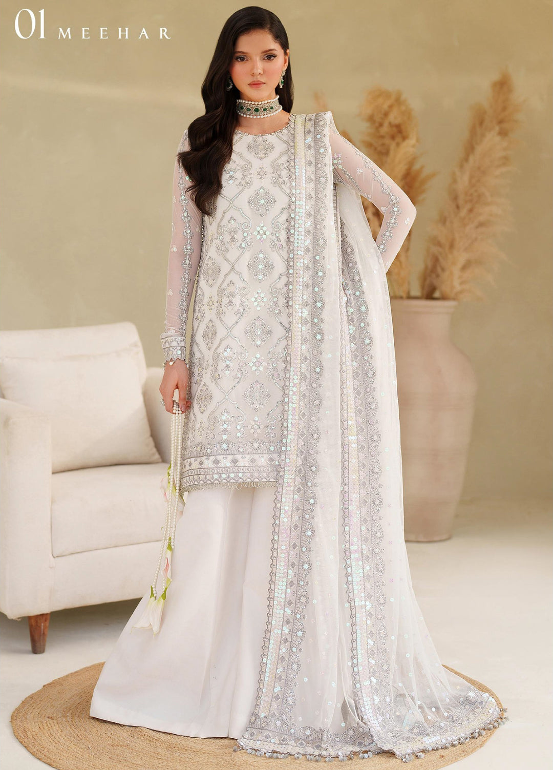 Meesa by Zarif Unstitched Net Embroidered Suits 3 Piece ZR25UF ZRF-ML-01 MEEHAR - Winter Collection