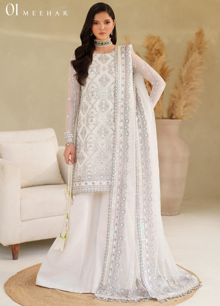 Meesa by Zarif Unstitched Net Embroidered Suits 3 Piece ZR25UF ZRF-ML-01 MEEHAR - Winter Collection