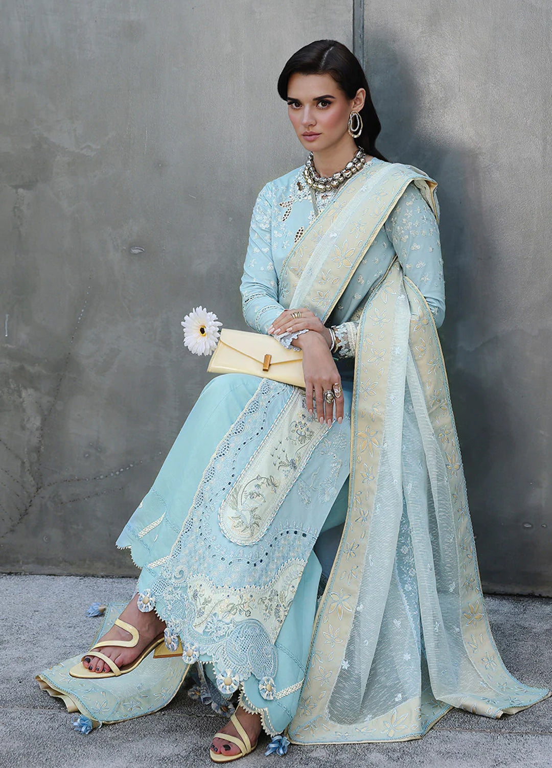 Qalamkar Chikankari Unstitched Embroidered Lawn 3 Piece Suit QLK26UCL CM-05 Nayra - Summer Collection