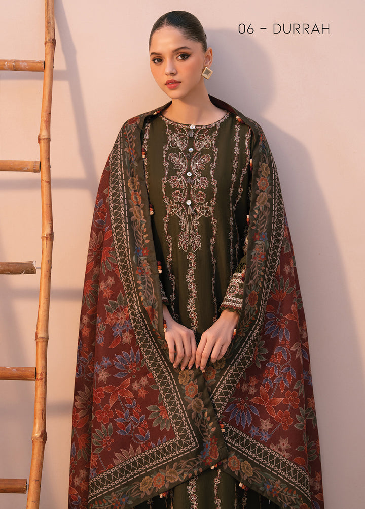 Xenia Unstitched Slub Khaddar Unstitched Embroidered Suits 3 Piece XE25SK D-06 Durrah - Winter Collection