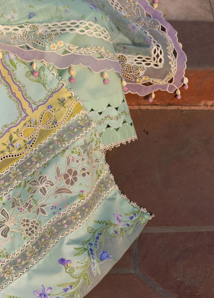 Flow by Crimson Unstitched Embroidered Lawn 3 Piece Suit CR26UFL D9 B-Seafoam - Festive Collection