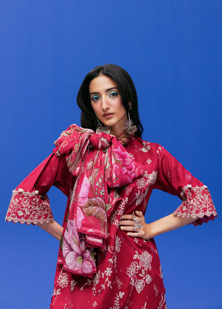 Zync by Florent Unstitched Embroidered Printkari Lawn 3 Piece Suit FL26UZP FZ-3A - Summer Collection