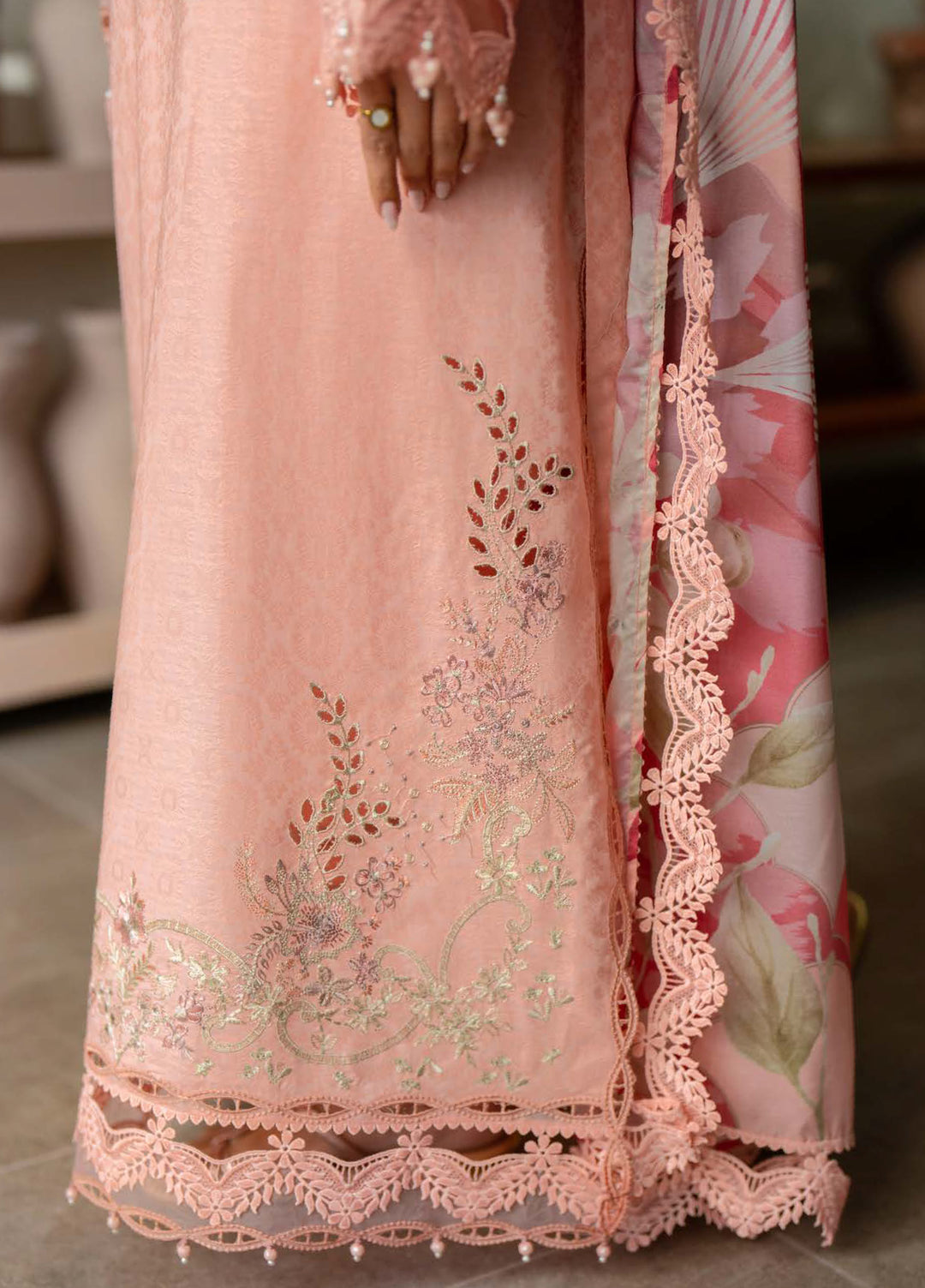 Raha by Nureh Unstitched Embroidered Jacquard Lawn 3 Piece Suit NU26URJ NE-235 - Festive Collection