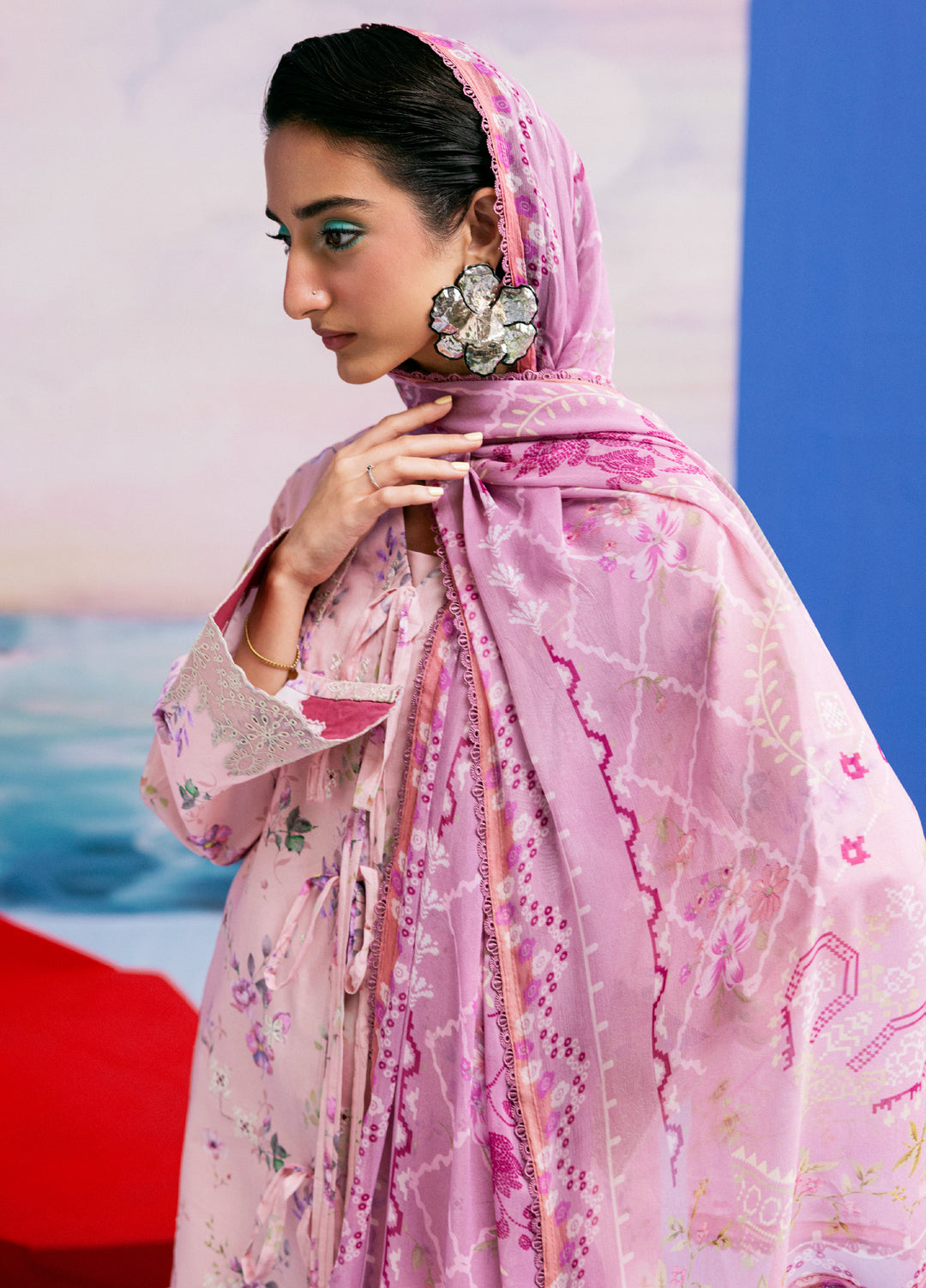 Zync by Florent Unstitched Embroidered Printkari Lawn 3 Piece Suit FL26UZP FZ-4B - Summer Collection