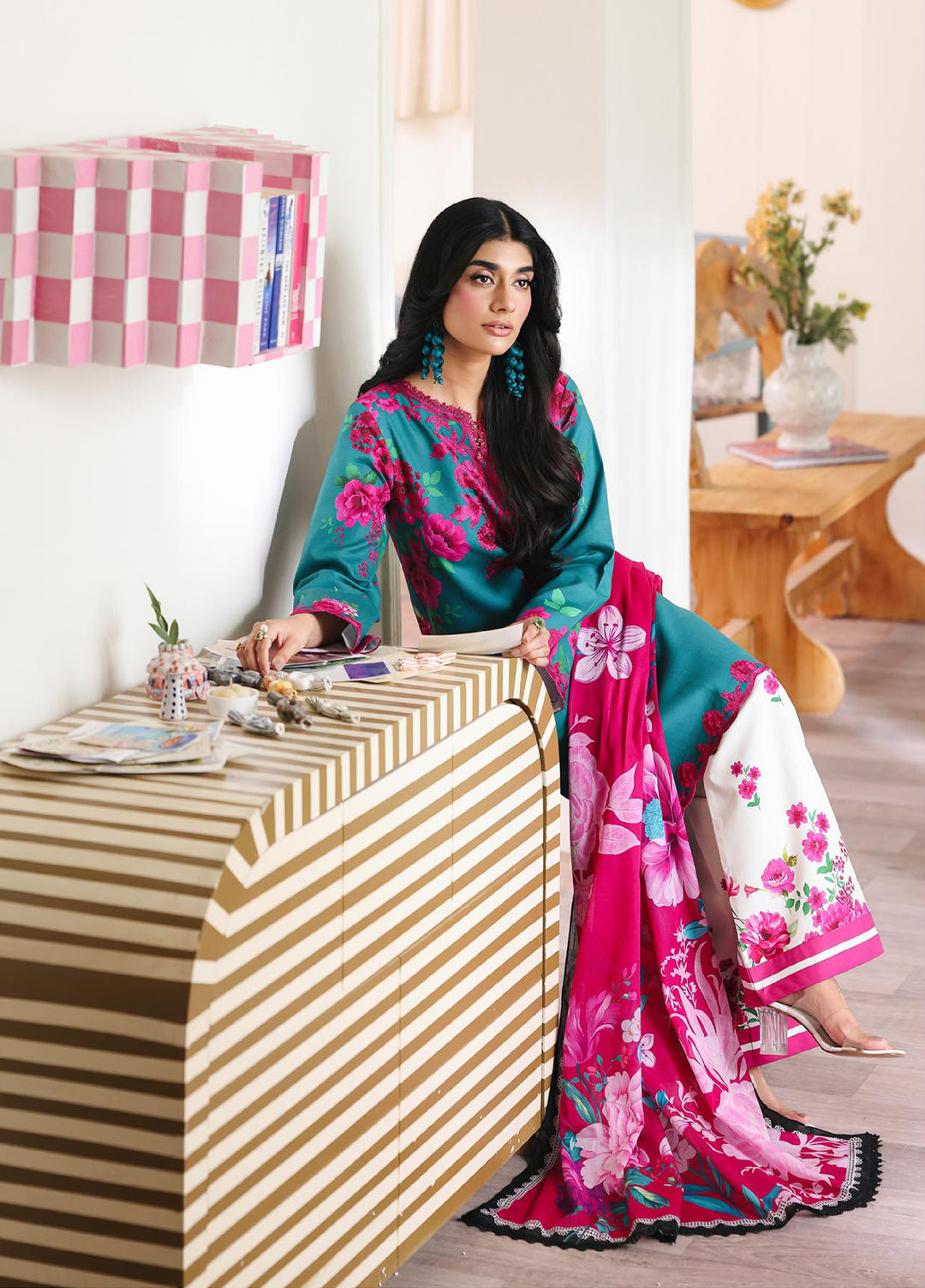 Nissa Floral Symphony by Rajbari Unstitched Lawn Embroidered 3 Piece Suit RB26UNF D-01 - Summer Collection