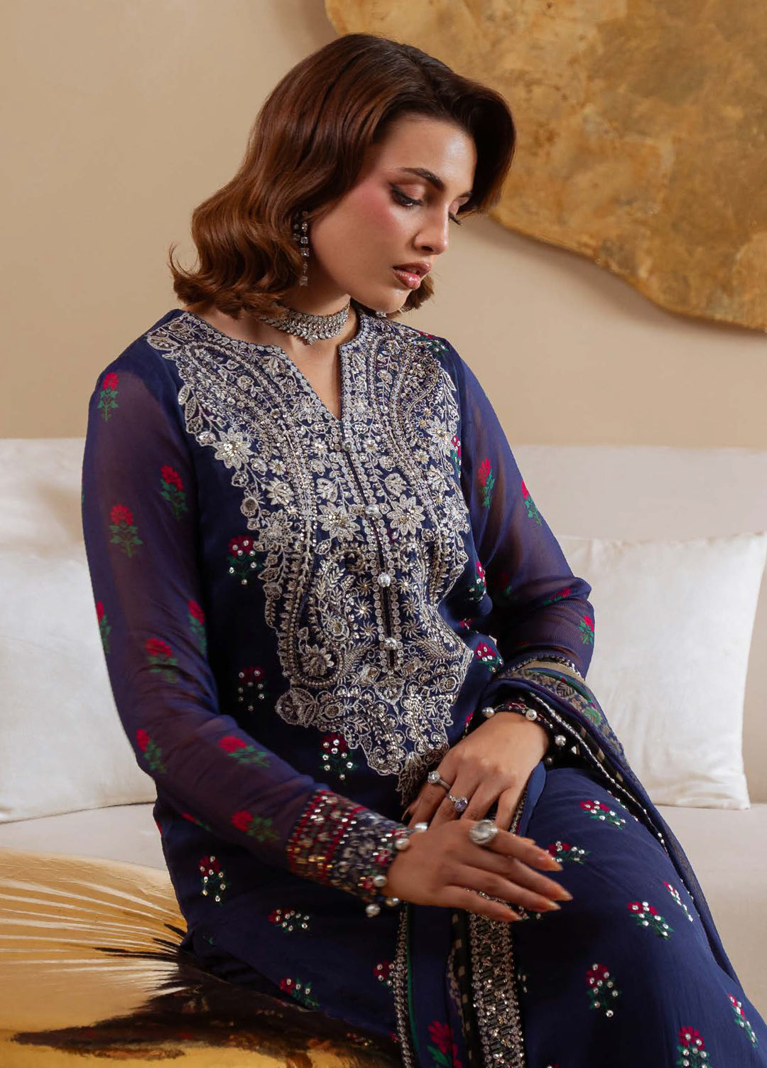 Amaya by Nureh Unstitched Luxury Chiffon Embroidered 3 Piece Suit NU26UA AM-32 - Festive Collection
