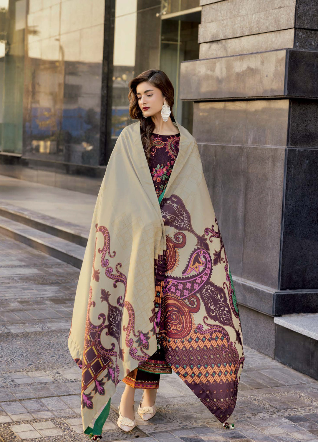 Poshima by Charizma Unstitched Embroidered Peach Leather Suits 3 Piece CHR26PU PSW5-27 - Winter Collection