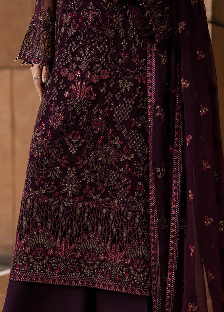 Lazawal by Lavish Premium Unstitched Embroidered Chiffon 3 Piece Suit LVP26UCL Maroon Majesty - Festive Collection