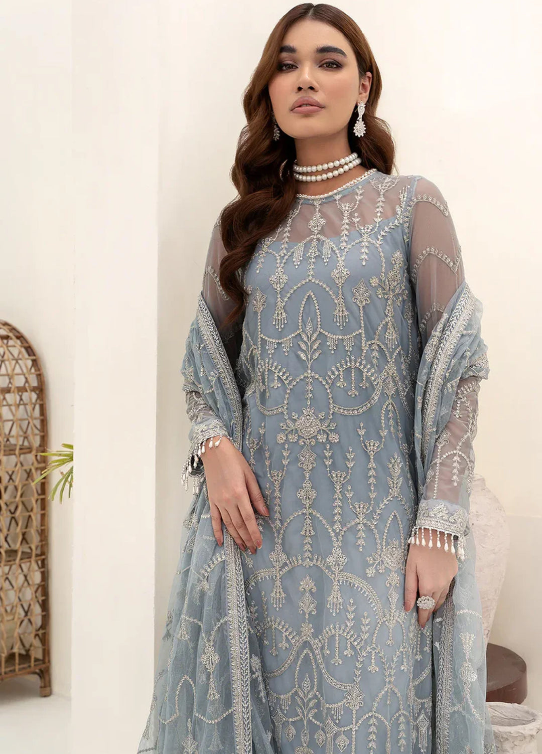 Zarif Women Unstitched Embroidered Net 3 Piece Suit ZR26UFC ZN 06 Amora - Festive Collection