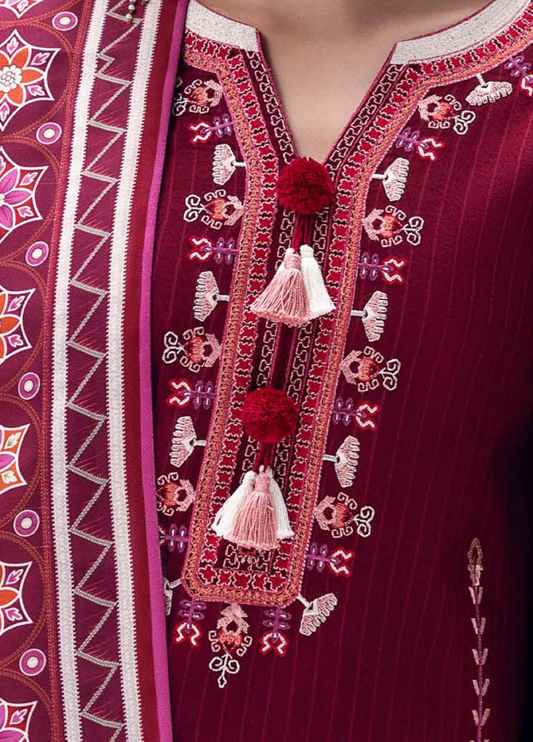 Symphony Hemline by Mushq Unstitched Karandi Embroidered 3 Piece MU25SK Emerald Glimmer - Winter Collection