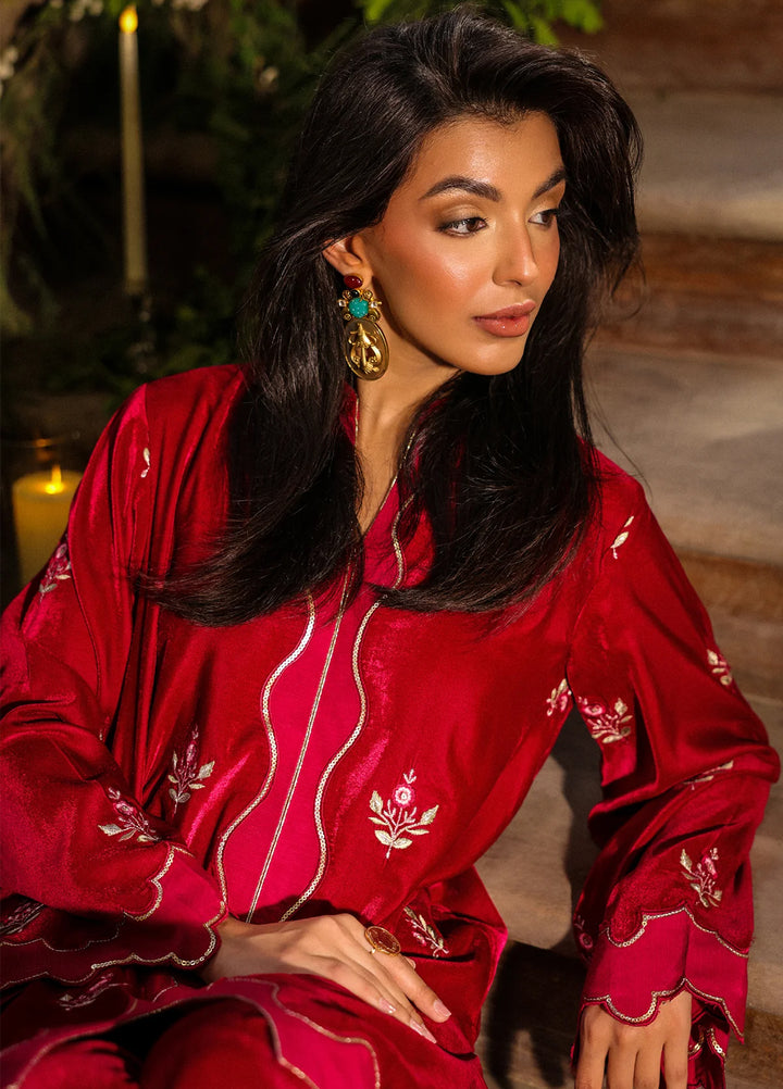 Elayra by Sahar Pret Velvet 2 Piece Embroidered Crimson Majesty - Festive Collection