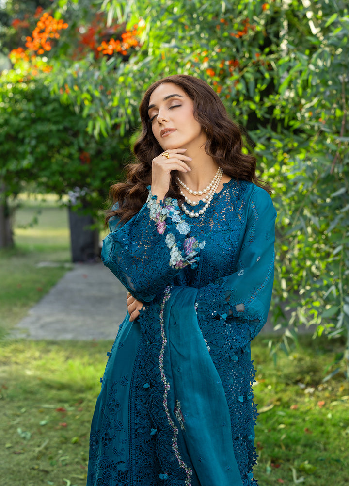 Elaf Premium Unstitched Embroidered Luxury Lawn 3 Piece Suit EL26UPL ELY-6 SAPPHIRE - Summer Collection