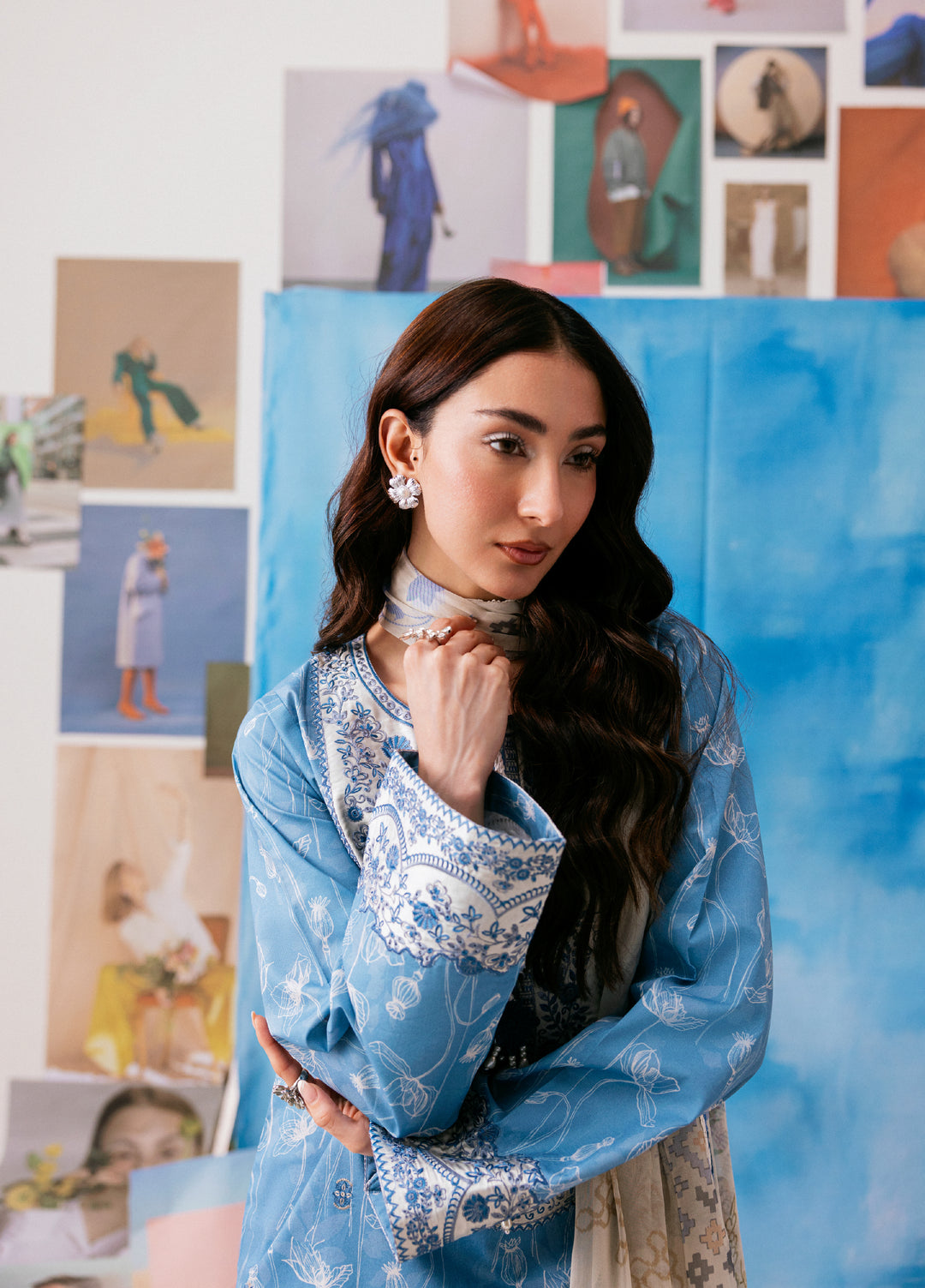 Zync by Florent Unstitched Embroidered Printkari Lawn 3 Piece Suit FL26UZP FZ-2B - Summer Collection