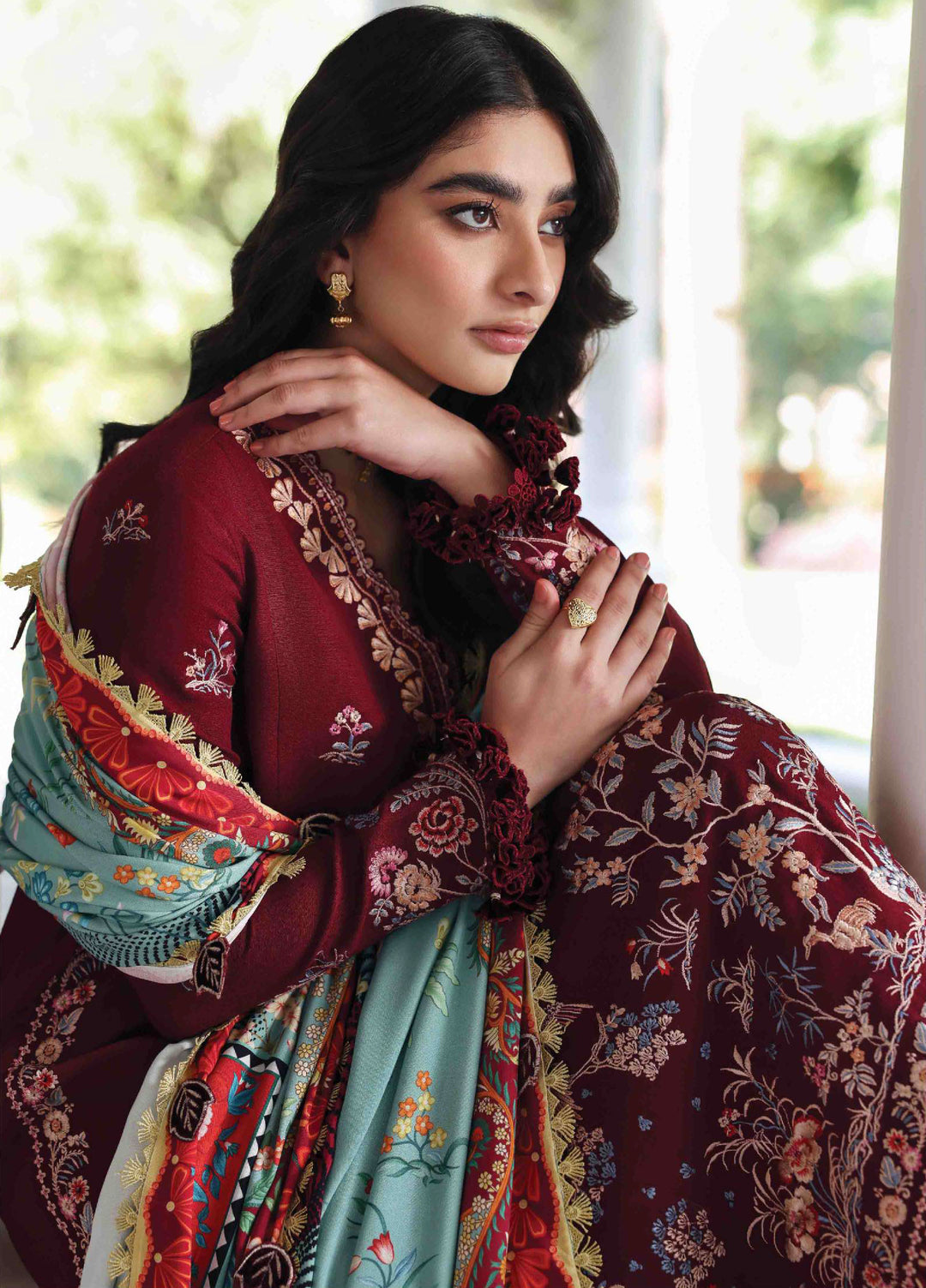 Amaris by Republic Womenswear Unstitched Luxury Shawl Karandi Embroidered Suits 3 Piece RW25AS D-4 - Winter Collection