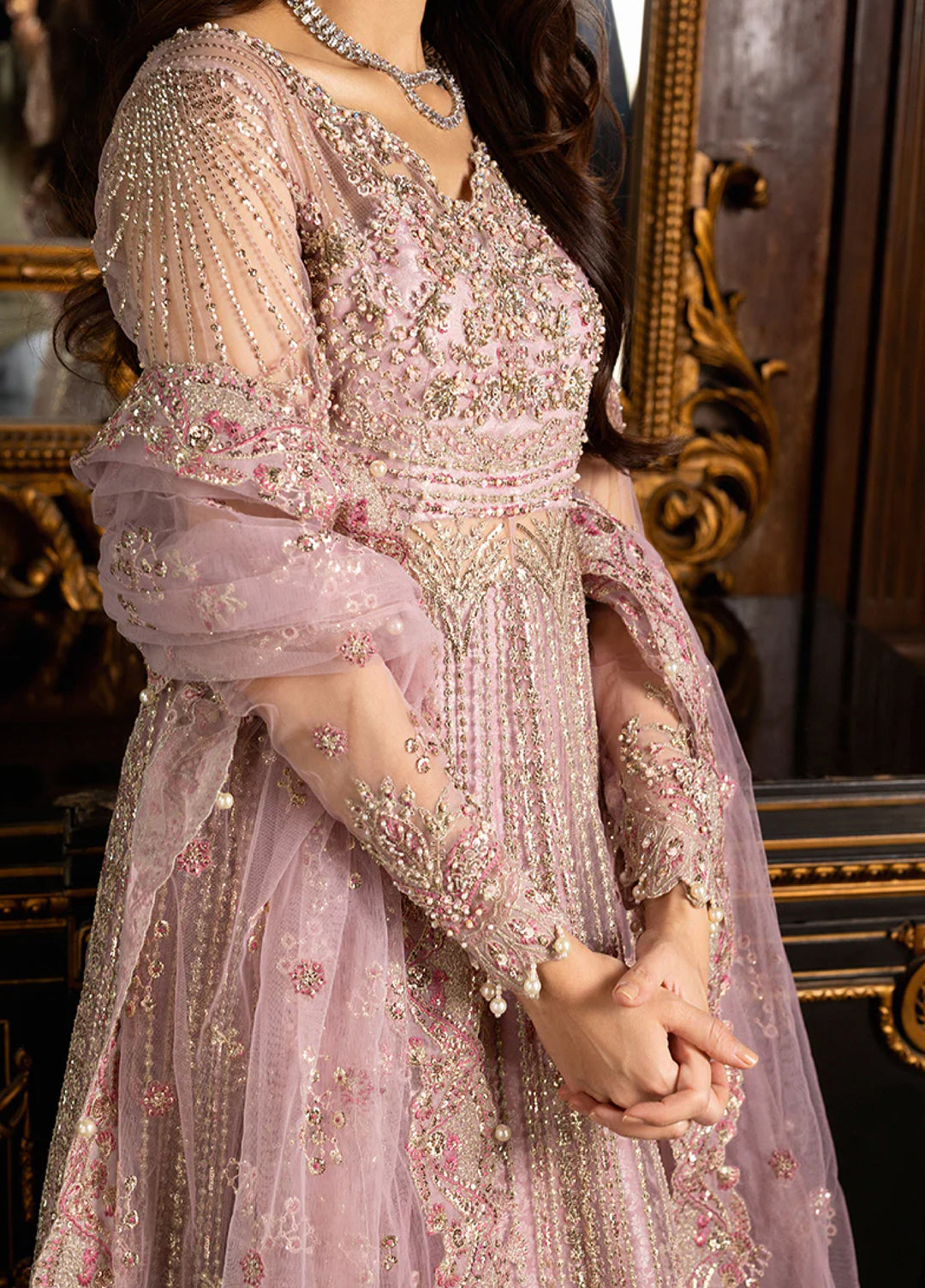 Darling by Mushq Unstitched Embroidered Net 4 Piece Suits MU25DW Geet - Wedding Collection