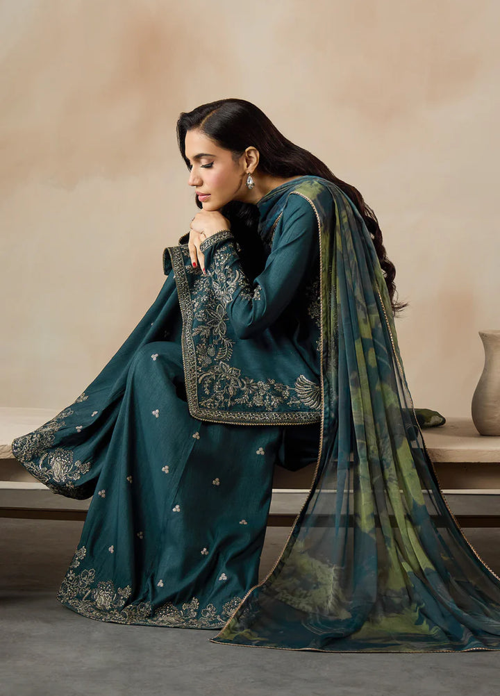 Zarif Women RTW Embroidered Raw Silk 3 Piece Suit ZR26UCR ZRF - EMC -28 - Eid Collection