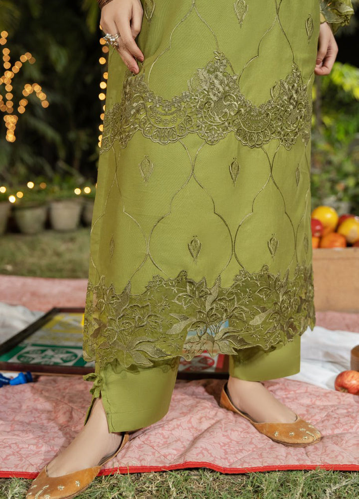 Dhaga Women RTW Embroidered Cotton 3 Piece DHG26PCN Olivkovyy - Eid Collection