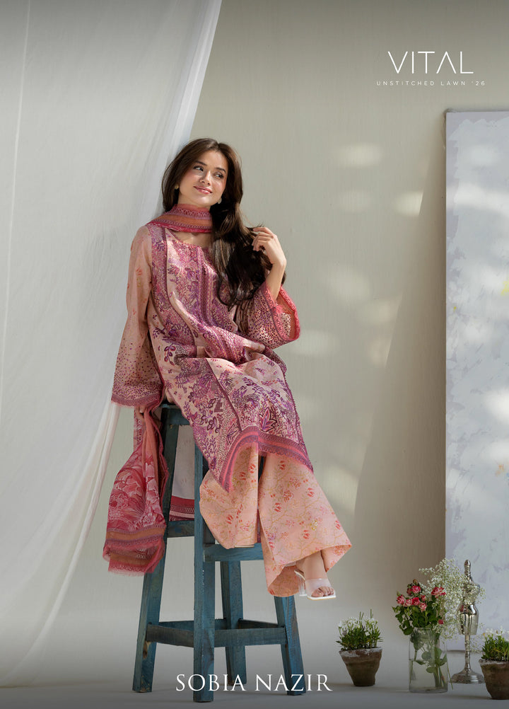 Vital by Sobia Nazir Unstitched Embroidered Lawn 3 Piece Suit SN26UVL 5B - Summer Collection