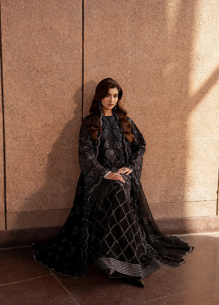 Lazawal by Lavish Premium Unstitched Embroidered Chiffon 3 Piece Suit LVP26UCL Black Whisper - Festive Collection
