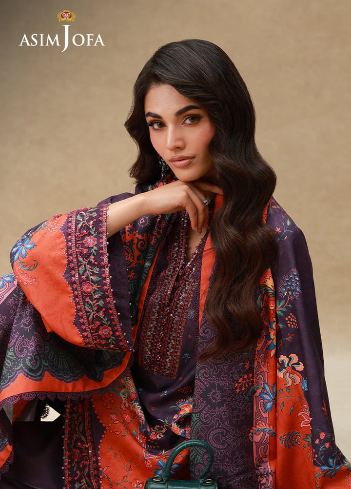 Asim Jofa Unstitched Printed Silk 3 Piece Suit AJ26UPS AJULSC-10 - Casual Collection