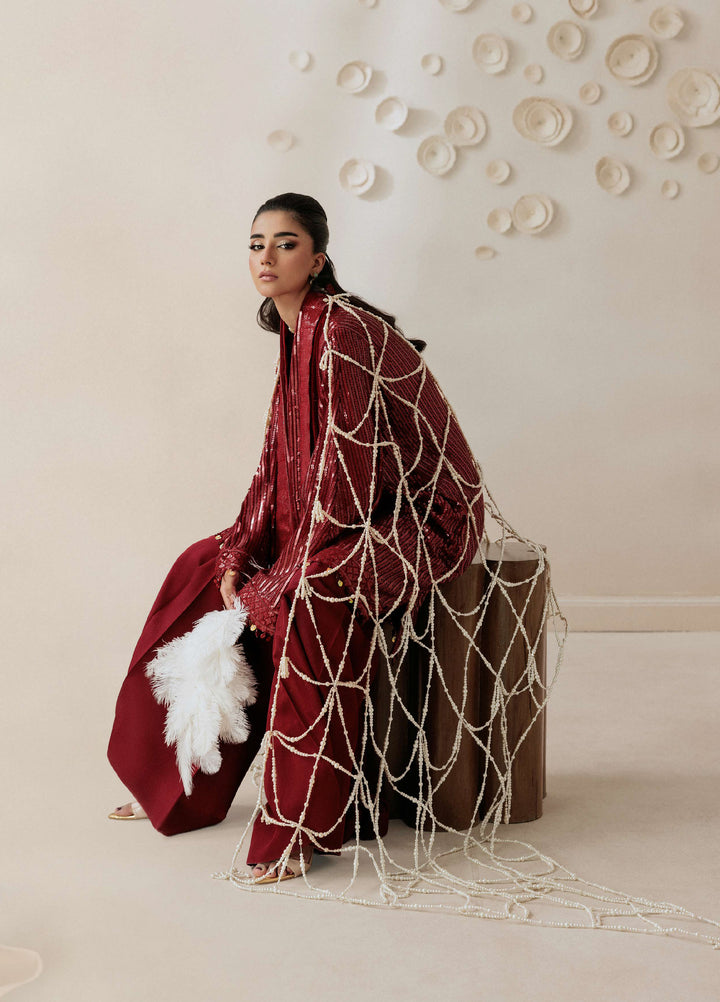 Aik Shaam by AIK Atelier Unstitched Chiffon Embroidered 3 Piece Suit AIK26US D-08 - Wedding Collection