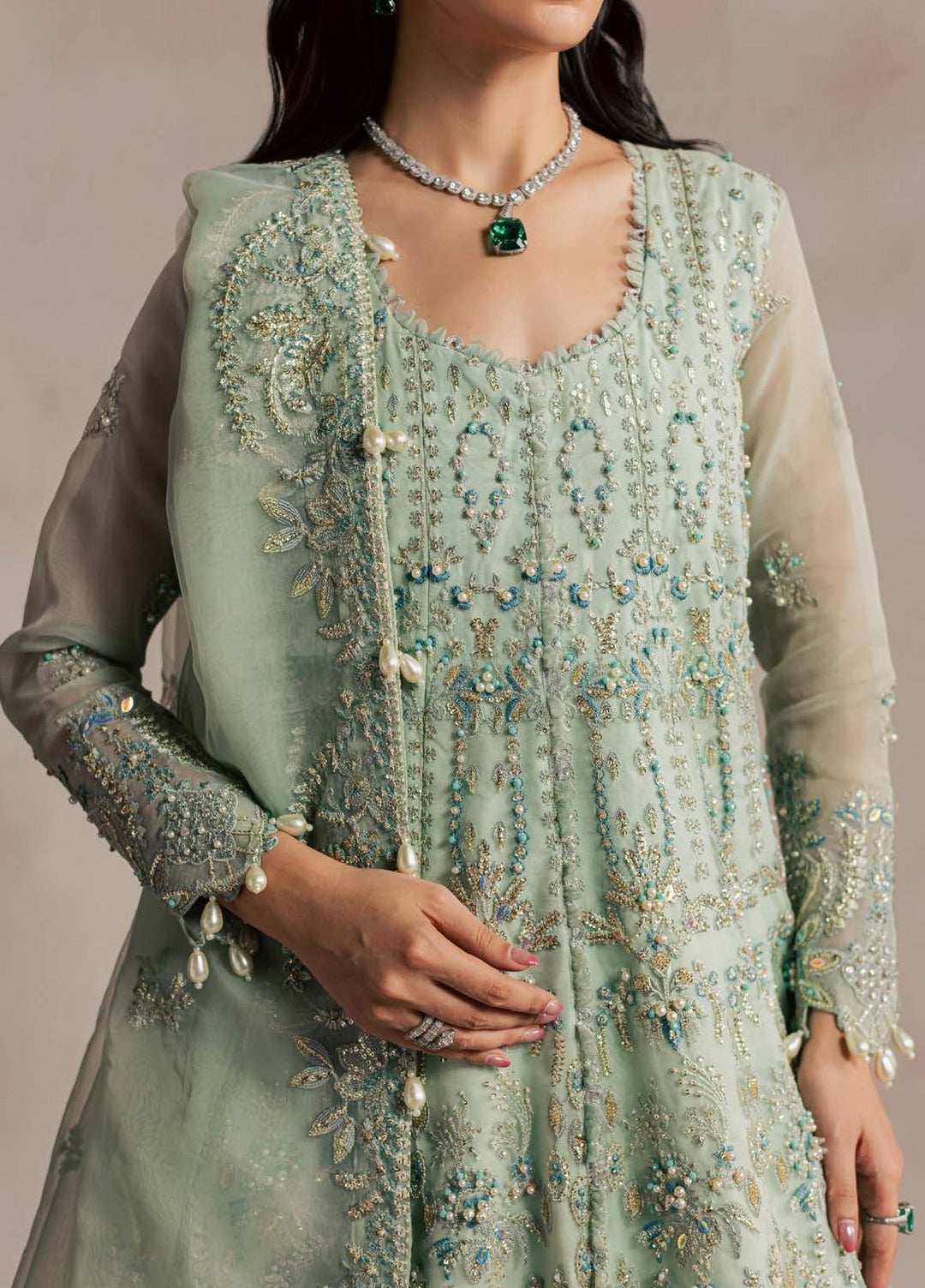 Sorelle by Aylin Unstitched Hand work Organza 3 Piece Suit AY26US Celine - Festive Collection