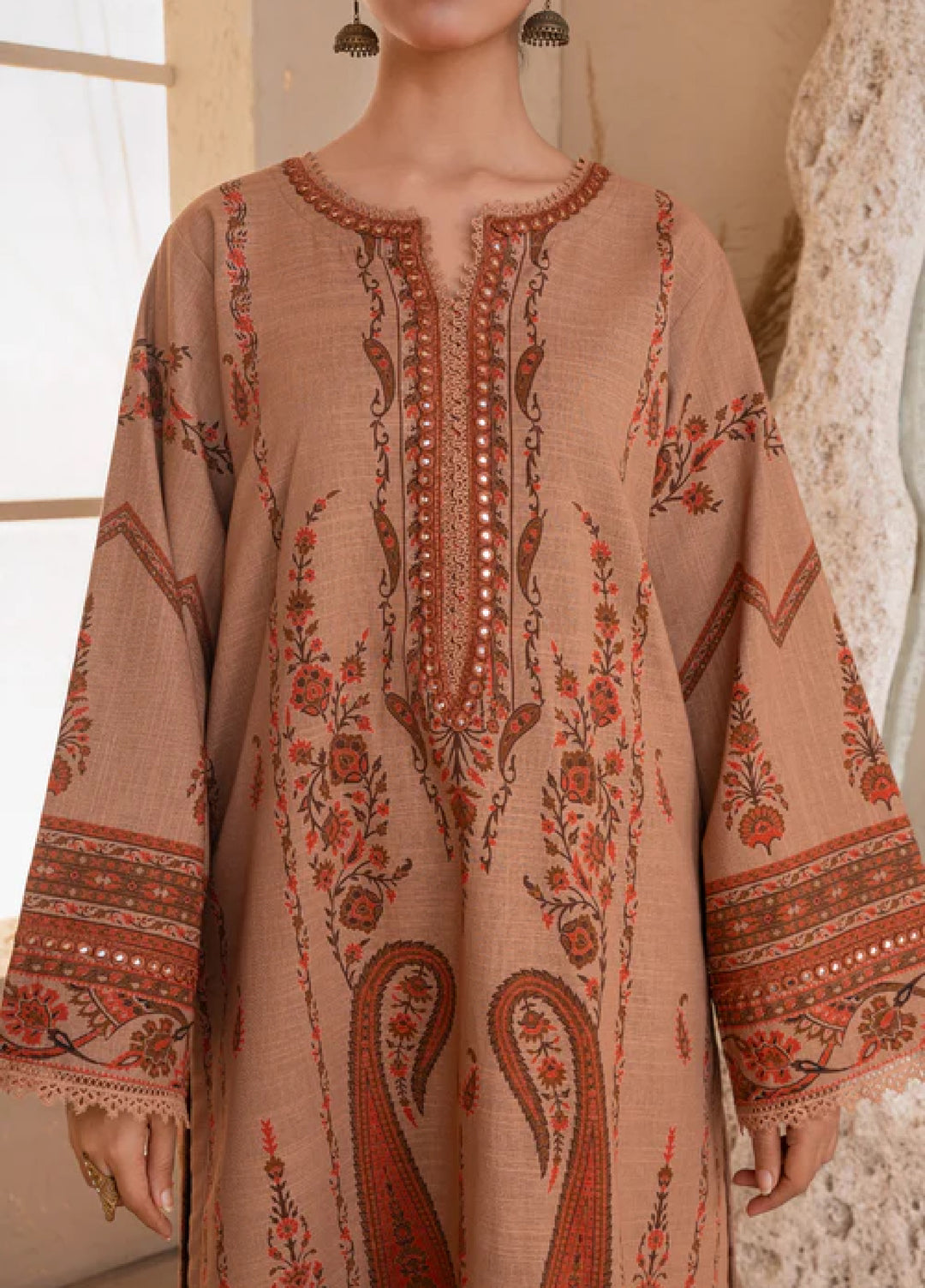 Jugnu by Chandan Nagri Women Pret Embroidered Khaddar 3 Piece Suit Mehru - Winter Collection