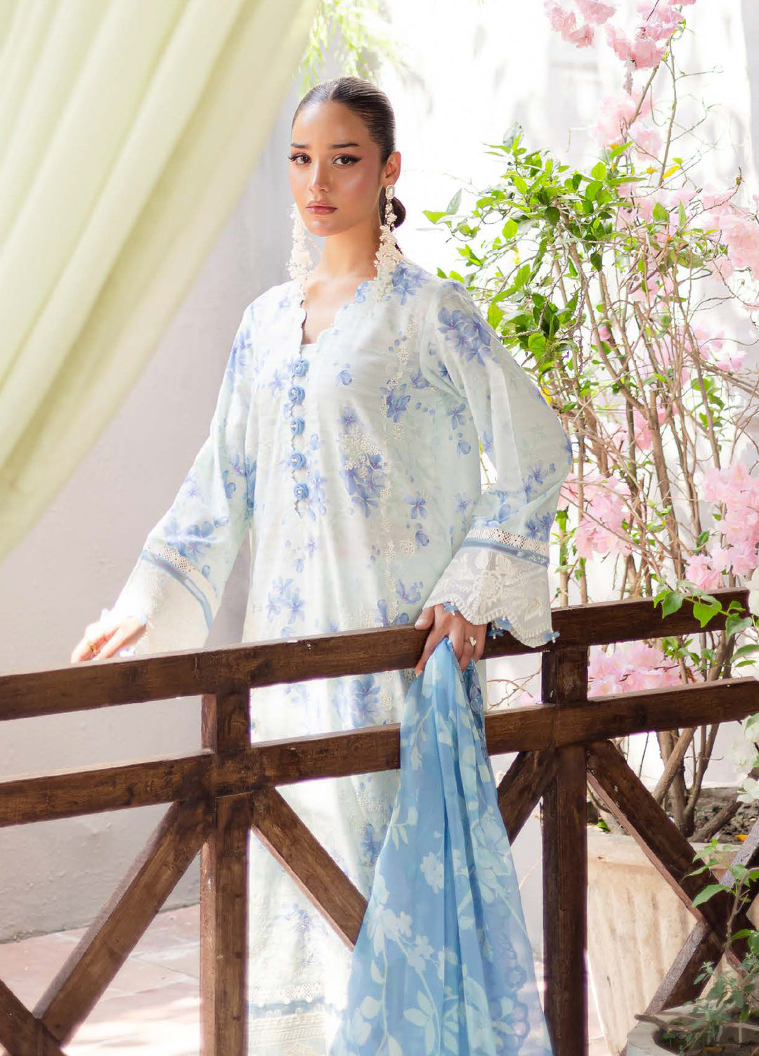 Bloom by Nureh Unstitched Embroidered Lawn 3 Piece Suit NU26UBL BL-09 - Festive Collection