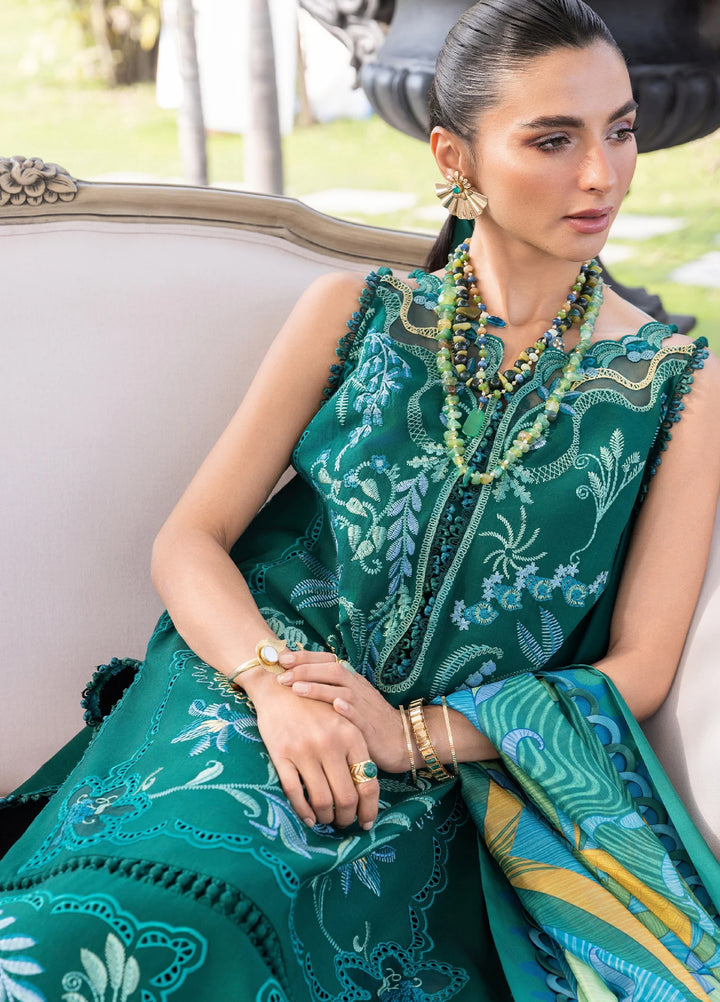 Flow by Crimson Unstitched Embroidered Lawn 3 Piece Suit CR26UFL D3 B-Emerald - Festive Collection