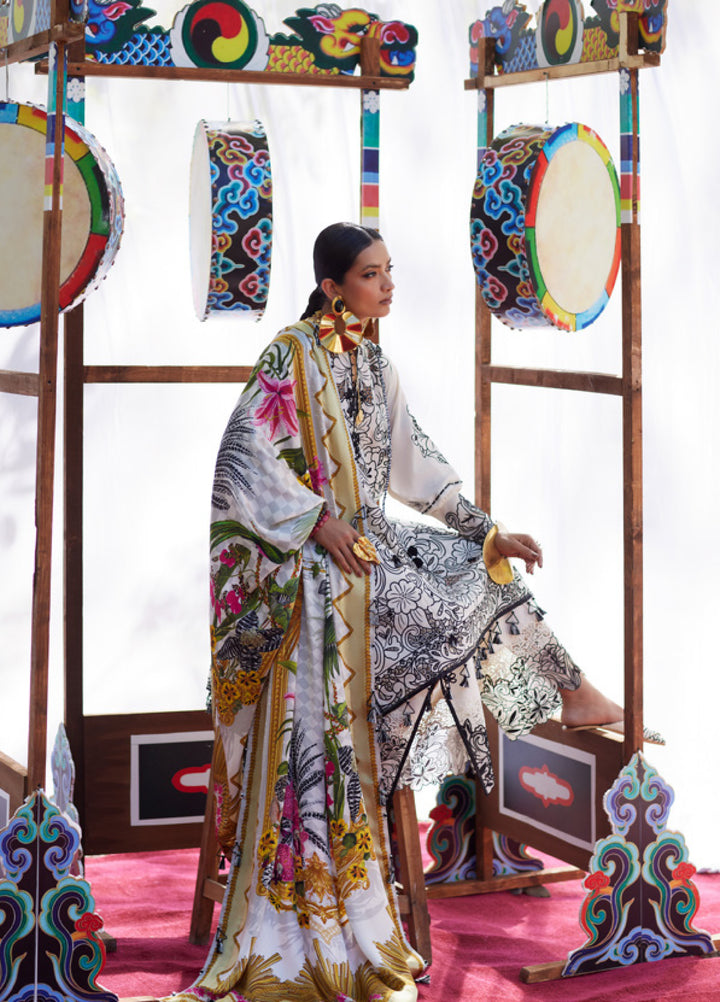 Kashmee Legacy by Elan Unstitched Embroidered Slub Lawn 3 Piece Suit EL26ULKL Zevaré EL26-07B - Festive Collection