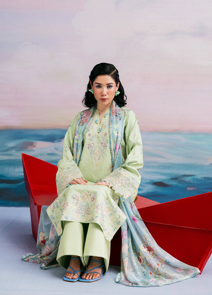 Zync by Florent Unstitched Embroidered Printkari Lawn 3 Piece Suit FL26UZP FZ-8B - Summer Collection