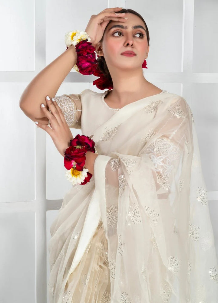 Luxe by Imran Aftab Unstitched Embroidered Organza Saree Suit IASC 28 - Festive Collection
