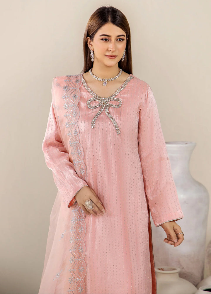 The Florea Edit by Alyra RTW Embossed Sheesha Silk 3 Piece Suit HAZEL-RTW1001 - Festive Collection