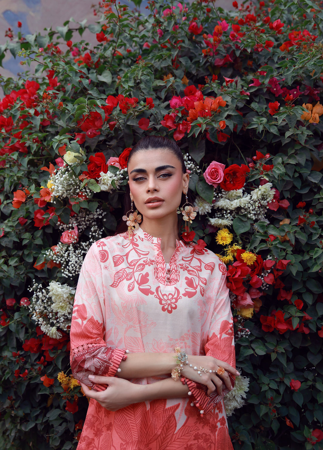 Sahar Unstitched Printed Cambric 2 Piece Suit SS1-26-24 Coral Silhouette - Summer Collection