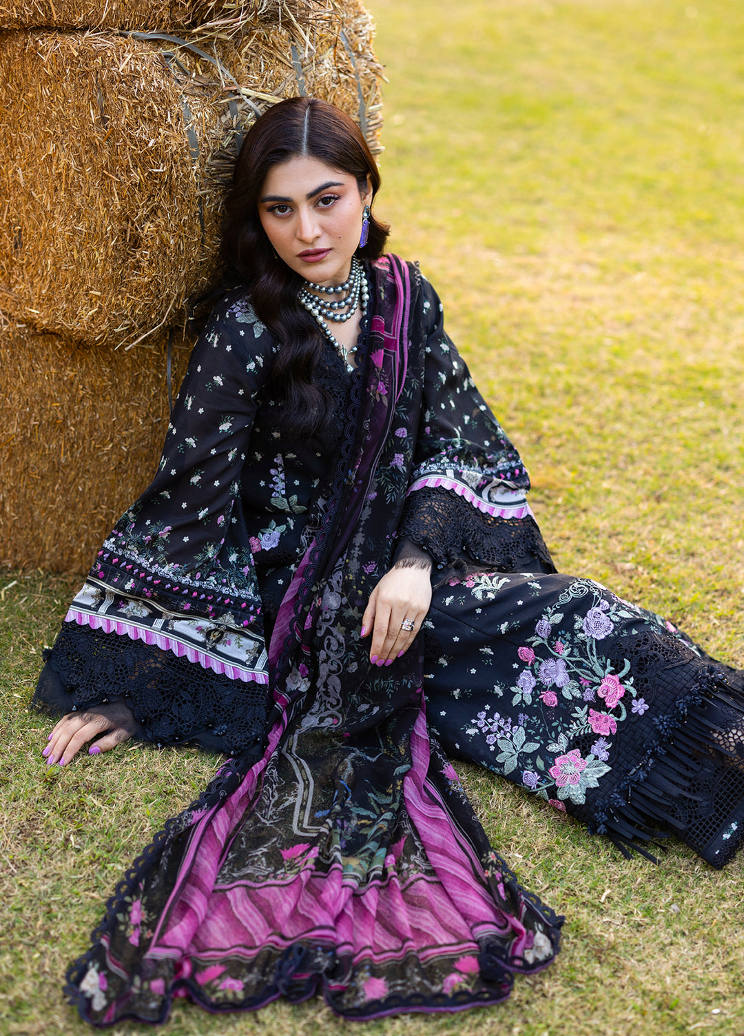 Elaf Premium Chikankari Unstitched Printed Lawn 3 Piece Suit EL26UPC ERC-7A ARZO - Summer Collection