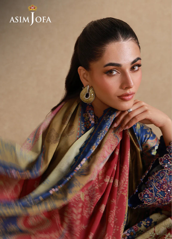 Asim Jofa Unstitched Printed Silk 3 Piece Suit AJ26UPS AJULSC-01 - Casual Collection