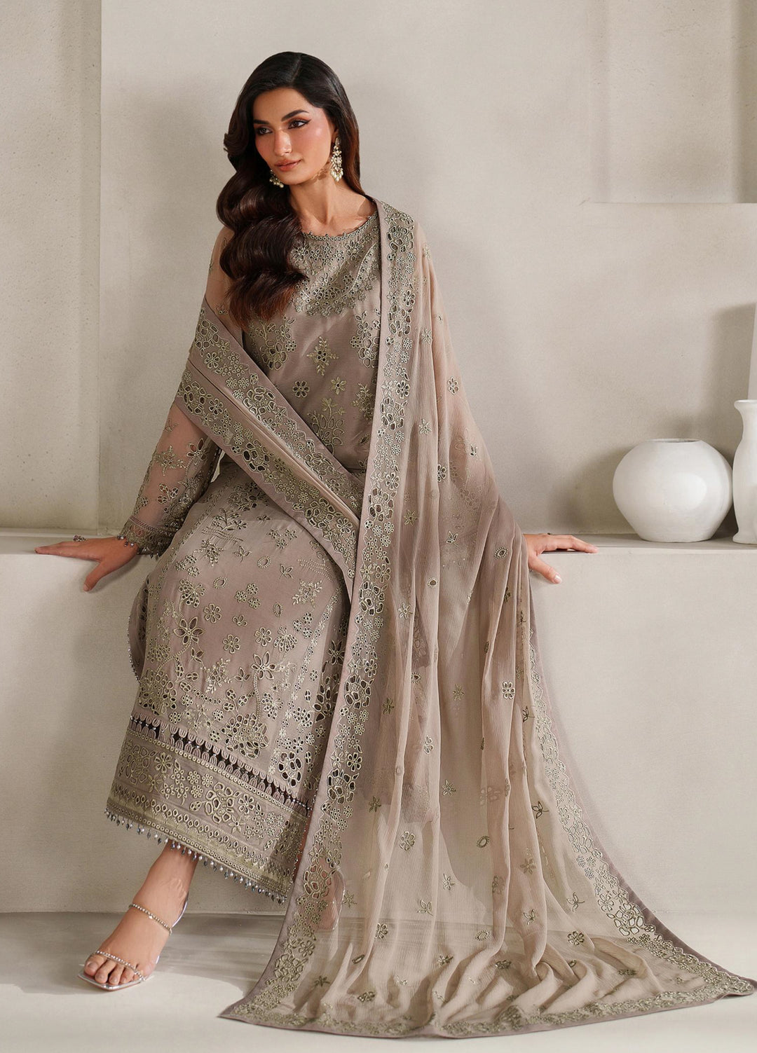 Muse Thread by Zarif Unstitched Chiffon Embroidered Suits 3 Piece ZRF25MT 08 AABROO - Festive Collection