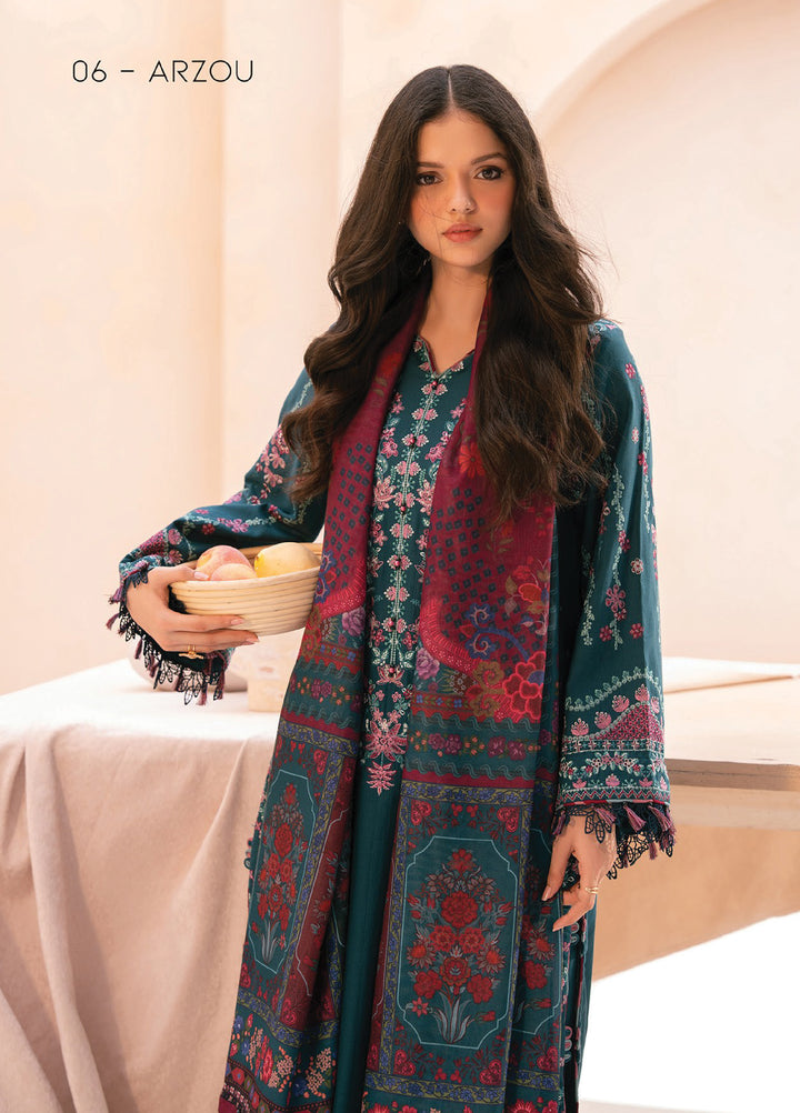 Rang e Khizaan by Xenia Unstitched Khaddar Embroidered Suits 3 Piece XE25SW D-06 ARZOU - Winter Collection